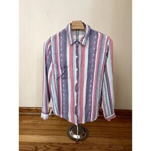 En Creme Womens Western Striped Long Sleeve Button Up Shirt Size Small